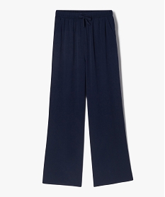 pantalon large en viscose fluide avec taille elastique fille bleu pantalonsK023501_1