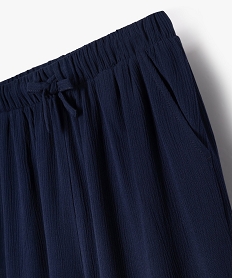 pantalon large en viscose fluide avec taille elastique fille bleu pantalonsK023501_2