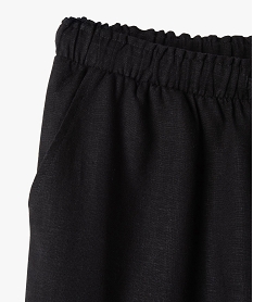 pantalon large en lin viscose uni fille noir pantalonsK023701_2
