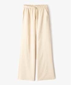 pantalon large en lin viscose uni fille beige pantalonsK023801_1