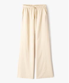 GEMO Pantalon large en lin viscose uni fille beige standard