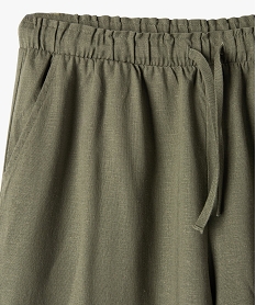 pantalon large en lin viscose uni fille vert pantalonsK023901_2
