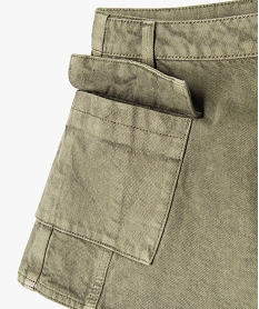 jupe short en toile denim avec poche rabat fille vertK024101_4