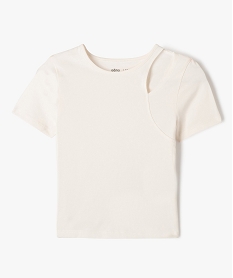 GEMO Tee-shirt à manches courtes avec ouverture sur l’épaule fille blanc chine