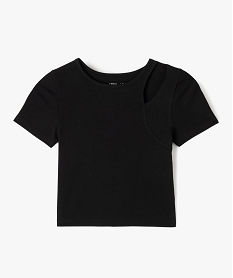 GEMO Tee-shirt à manches courtes avec ouverture sur l’épaule fille noir standard