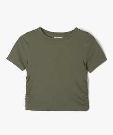 GEMO Tee-shirt manches courtes crop top à fronces fille kaki standard