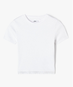 GEMO Tee-shirt à manches courtes avec bas en dentelle fille blanc standard