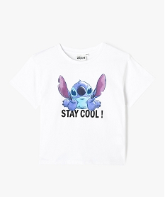 GEMO Tee-shirt à manches courtes avec motif Stitch fille - Disney blanc standard