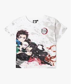 GEMO Tee-shirt à manches courtes avec motif manga fille - Demon Slayer gris standard
