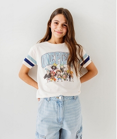 GEMO Tee-shirt à manches courtes avec motif manga fille - One Piece blanc chine