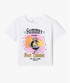 GEMO Tee-shirt à manches courtes avec motif estival fille blanc standard