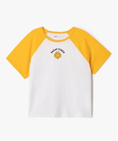 GEMO Tee-shirt manches courtes contrastantes coupe large fille jaune standard