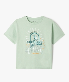 GEMO Tee-shirt à manches courtes avec motif positif fille Vert
