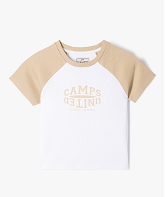 GEMO Tee-shirt manches courtes en maille côtelée coupe courte fille - Camps United beige standard