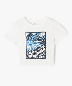 GEMO Tee-shirt court à manches courtes fille Blanc