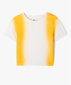 GEMO Tee-shirt à manches courtes coupe courte effet tie and dye fille Jaune