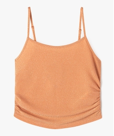 GEMO Débardeur à fines bretelles en maille pailletée fille orange standard