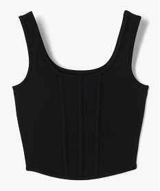 GEMO Débardeur court à col rond en coton stretch fille noir standard