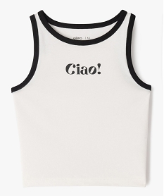 GEMO Débardeur coupe droite et courte avec inscription fille blanc standard
