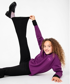 sweat molletonne avec broderie poitrine fille violet sweatsK038001_1