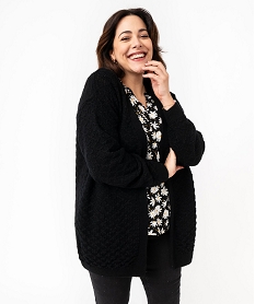 GEMO Gilet long porté ouvert en maille pailletée femme grande taille noir standard