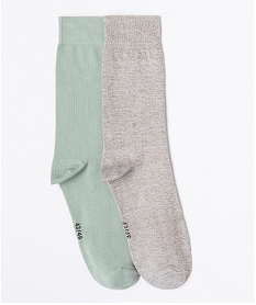 GEMO Chaussettes hautes en coton stretch homme (lot de 2) Vert