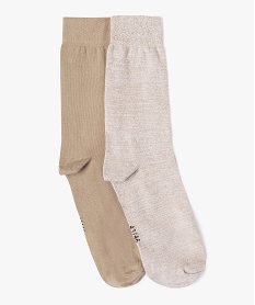 GEMO Chaussettes hautes en coton stretch homme (lot de 2) beige standard