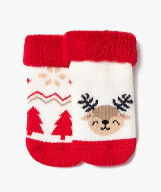 GEMO Chaussettes de Noël en maille bouclette douillette bébé (lot de 2) rouge standard