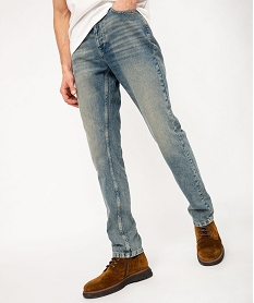 GEMO Jean Straight aspect usé homme bleu vif