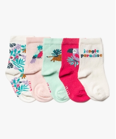 chaussettes a motifs jungle bebe fille (lot de 5) rose standardK042301_1