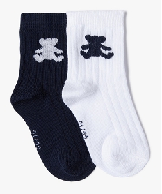 chaussettes en maille cotelee avec motif ourson bebe (lot de 2) - lulucastagnette blanc standardK042401_1