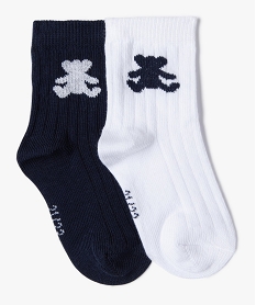 GEMO Chaussettes en maille côtelée avec motif ourson bébé (lot de 2) - LuluCastagnette blanc standard