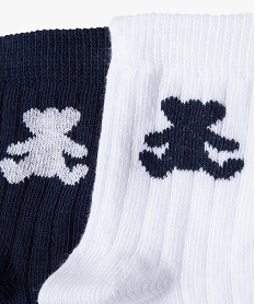 chaussettes en maille cotelee avec motif ourson bebe (lot de 2) - lulucastagnette blanc standardK042401_2