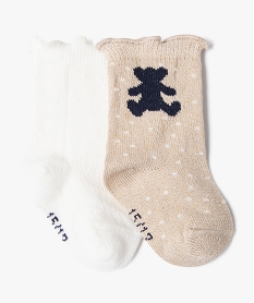 chaussettes a finitions froncees bebe fille (lot de 2) - lulucastagnette beige standard chaussettesK042501_1