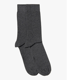 GEMO Chaussettes en maille côtelée homme (lot de 2) gris standard