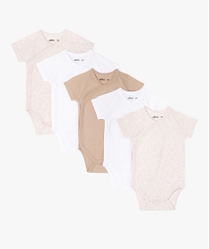 bodies a manches courtes unis bebe fermeture croisee (lot de 5) beige body manches courtesK043901_1