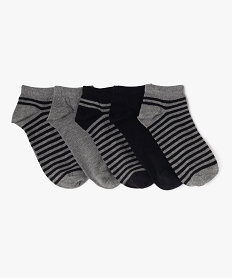 GEMO Chaussettes ultra courtes rayées garçon (lot de 5) gris standard