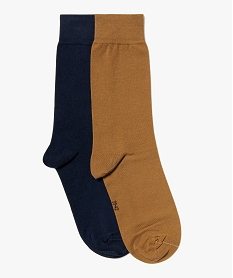 GEMO Chaussettes fines tige haute homme (lot de 2) marron standard