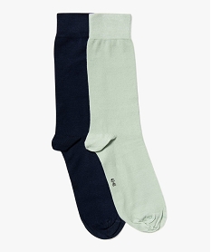 GEMO Chaussettes fines tige haute homme (lot de 2) Vert