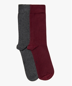 GEMO Chaussettes en maille côtelée homme (lot de 2) rouge standard