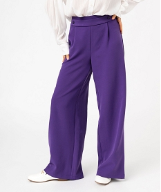GEMO Pantalon large avec ceinture fantaisie femme violet standard