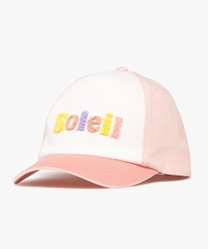 GEMO Casquette tricolore avec inscription en maille bouclette fille rose standard