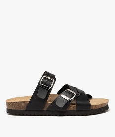 GEMO Mules femme unies à larges brides à boucle noir standard