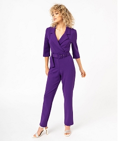 combinaison pantalon avec col tailleur femme violetK048901_1