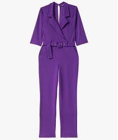 combinaison pantalon avec col tailleur femme violetK048901_4