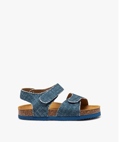 GEMO Sandales garçon à brides scratch unies bleu standard