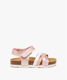 GEMO Sandales fille avec brides fantaisie brillantes et à scratch rose vif