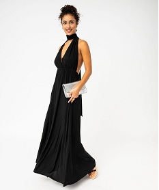 robe de soiree drapee multipositions femme noirK050801_2