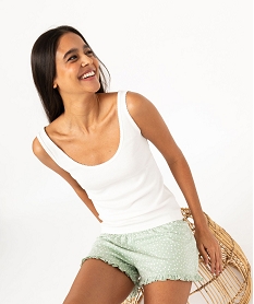 GEMO Short de pyjama avec finitions froncées femme vert standard