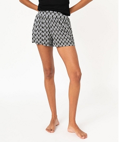 short de pyjama femme ample a motifs noir bas de pyjamaK051201_1